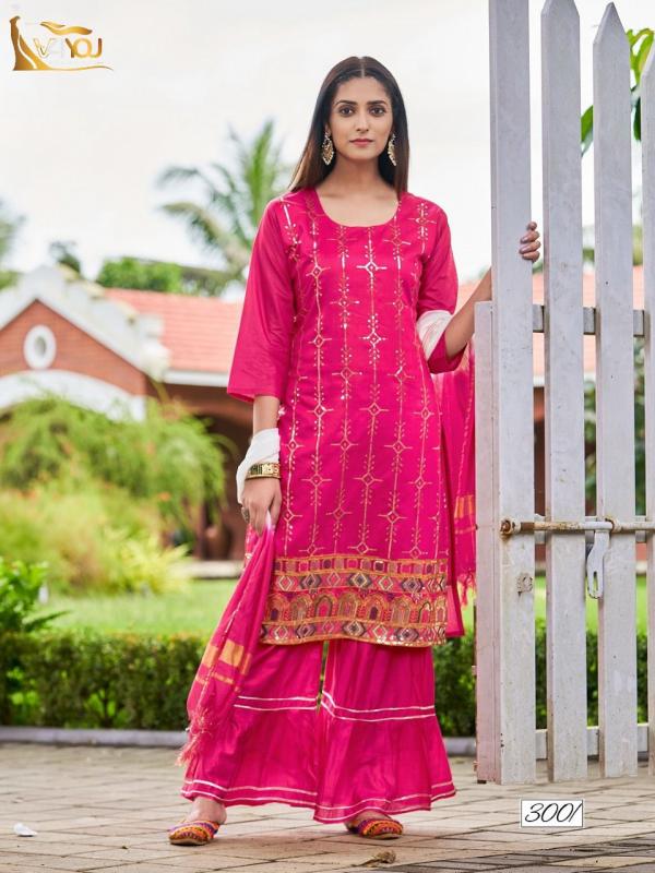 V4you Natashaa Vol 3 Chanderi Fancy Kurti Sharara With Dupatta Collection